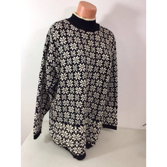 Gap Vintage Turtleneck Sweater 90’s Chunky Knit Snowflake Womens Large - Picture 5 of 7